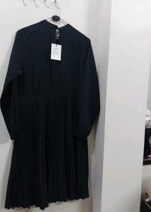Black Pleated Midi Dress