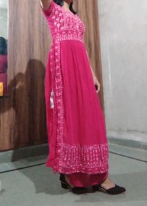 Pink Embroidered Anarkali Suit