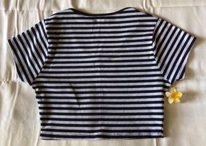 WESTSIDE NUON BLACK AND WHITE STRIPED  CROPTOP🖤