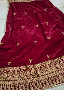 Maroon Velvet Gown Full Embroidery Work