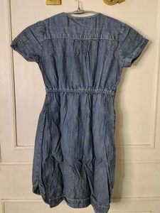 Denim Dress with Lace Detail