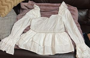 White Ruffle Peplum Top