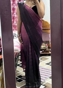 Women Pink & Black Ombre Ready To Wear Saree