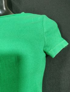 H&amp;M Green Ribbed Crop Top