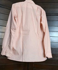Peter England Men Peach Printed Cotton Mix Shirt
