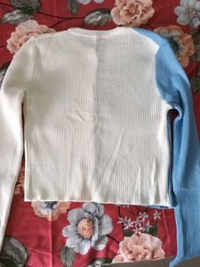 White And Blue Imported Sweatshirt .