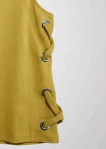 Mango Mustard Lace-Up Tank