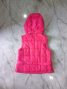 Pink Padded Vest with Hood