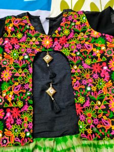 Embroidered Colorful Kurti With Free Gift