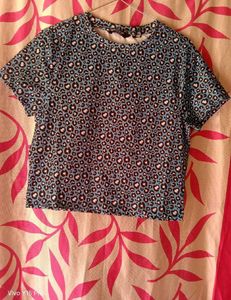 Stylish Blue Animal Print Crop Top