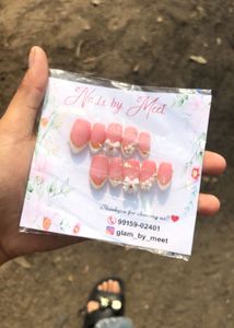 French Tip Press-On Nails with Bows