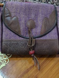 Purple Leather And Hemp Sling