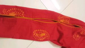 Red &amp; Orange Straight Kurta &amp; Ochre Palazo Pants