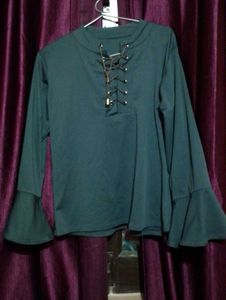 Green Flared Sleeve Top