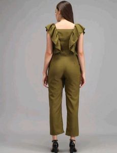 Olive Ruffle Jumpsuit