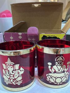 Red &amp; Gold Ganesha Candle Holders