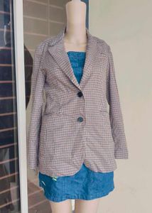 Beige Checks Women's Blazer