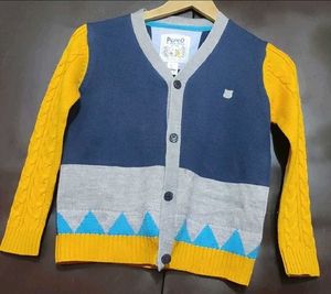 Navy Blue & Musturd Sweater For Baby Boy 4-5 Year