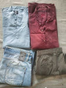 4 Pcs Combo Jeans + Trousers + Shirt + Kurta