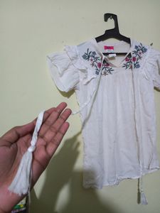 Lucky Charm White Top with Butterfly Sleeves