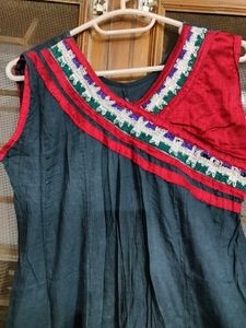 Embroidered Yellow Kurti