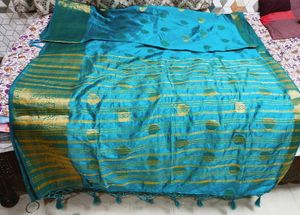 Turquoise Green Saree