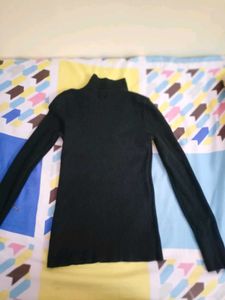 High Turtle Neck Full Sleeves Ladder Slim Fit Top