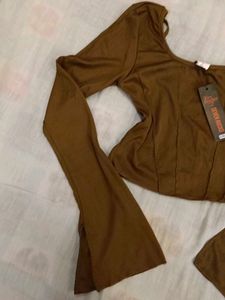 Brown Long Sleeve Top
