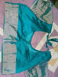 Teal &amp; Silver Silk Blouse