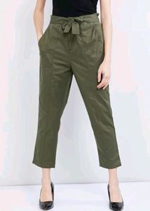Max Women Olive Cotton Pant | Waist 26 | Hip 30