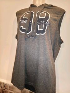 Size S/M Gray Sleeveless Hoodie T-Shirt