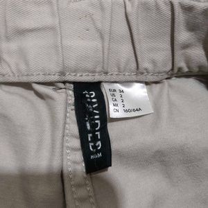 H&amp;M Khaki Paper Bag Waist Cargo Shorts