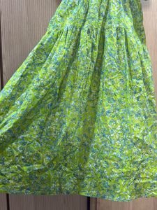 Branded Green Floral Puff Sleeve Dress from Turkey