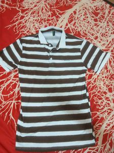 Striped Brown &amp; White Shirt