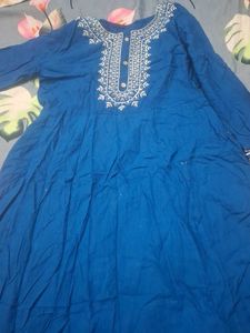 Blue Embroidered Kurta with Pants