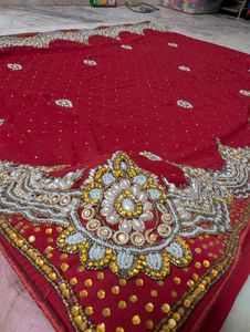 Red Embroidered Saree with Blouse