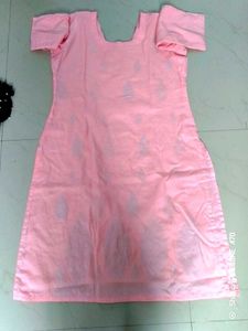 3 Embroidered Pink Gry White  Kurti