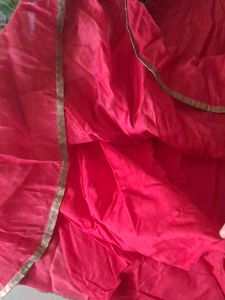 Red Embroidered  Gown With Dopatta