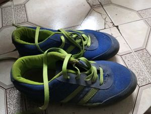 Blue and Green Running Shoes