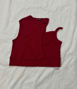 Wine Red Cropped Top