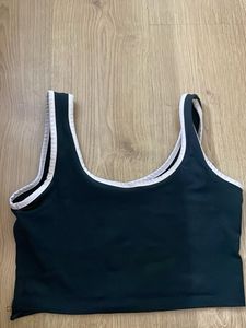 Black Cropped Tank with White Trim