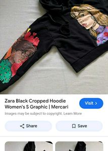 Zara Graphic Cropped Hoodie