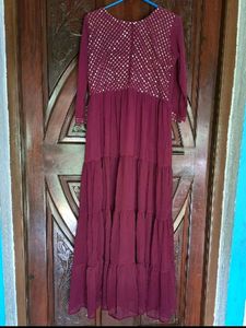 Maroon Gown For Girls