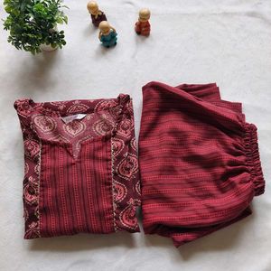 Maroon Kurta Set