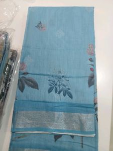 Sky Blue Floral Saree