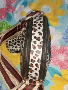 Leopard Print Crossbody Bag With Coin Pouch.