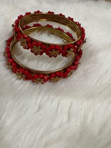 Red Beaded Bangles