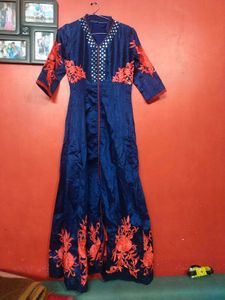 Neavy Blue Embroidered Long Gown