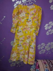 Yellow Floral Print Dress