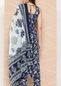 Blue Floral Print Kurti Set